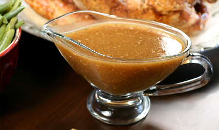 Turkey gravy in a gravy boat